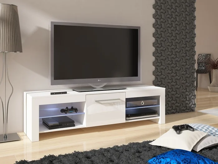 TV stolek Guliston – bílý lesk