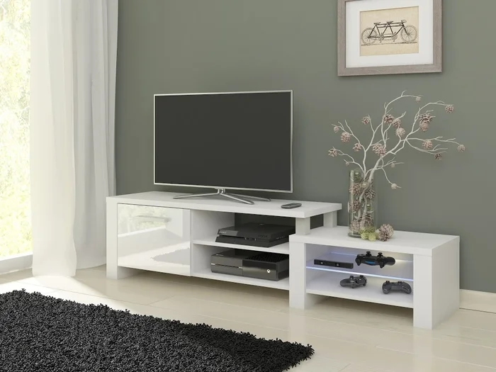 TV stolek MOLONG – bílý lesk, 160 cm, záruka 5 let