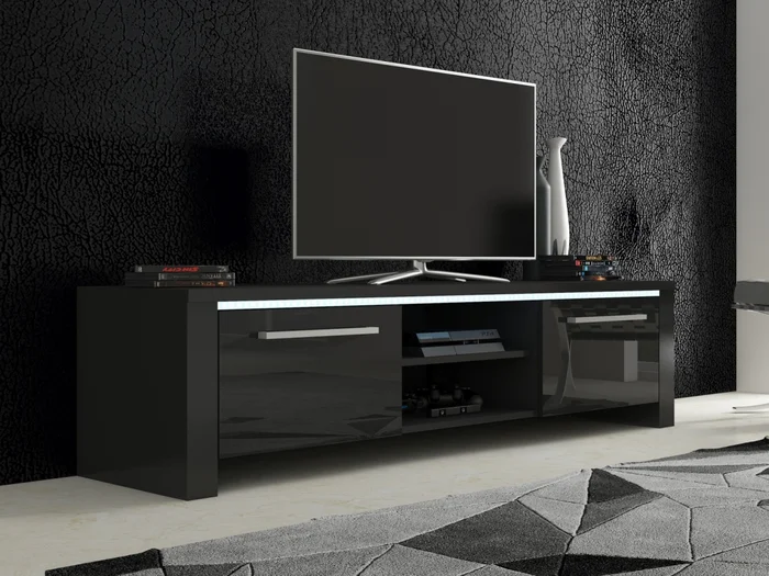 TV stolek ZARKENT 2 – černý lesk, 140 cm