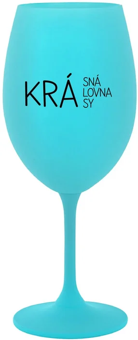 Tyrkysová sklenice na víno 350 ml s motivem Krásná Královna krásy