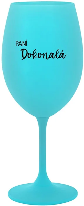 Tyrkysová sklenice na víno PANÍ DOKONALÁ 350 ml