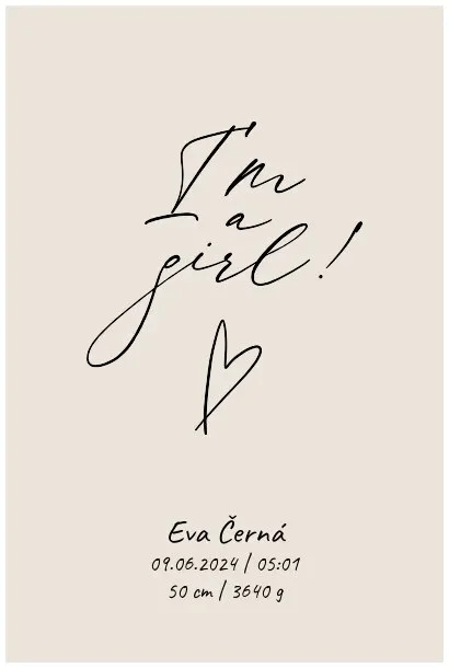 Unikátní personalizovaný plakát pro dívku se srdíčkem - 30x40 cm
