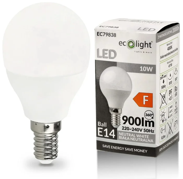 Úsporná LED žárovka BERGE E14 G45 - 10W - Chladná bílá světlo