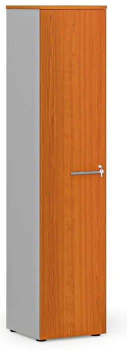 Úzká kancelářská skříň PRIMO šedá/třešeň
