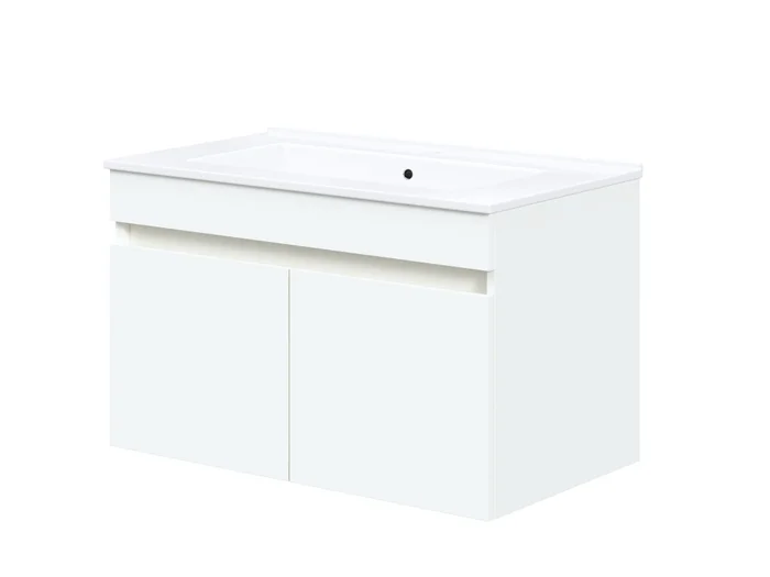 VALLOR: Koupelnová závěsná skříňka pod umyvadlo, 80 cm, 2 dveře, bílá matná