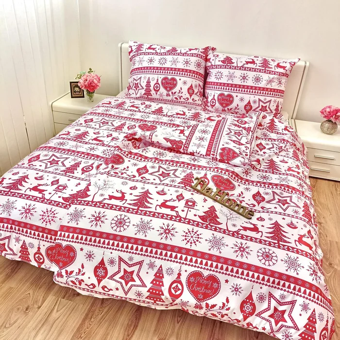 Vánoční bavlněné povlečení Santa červené