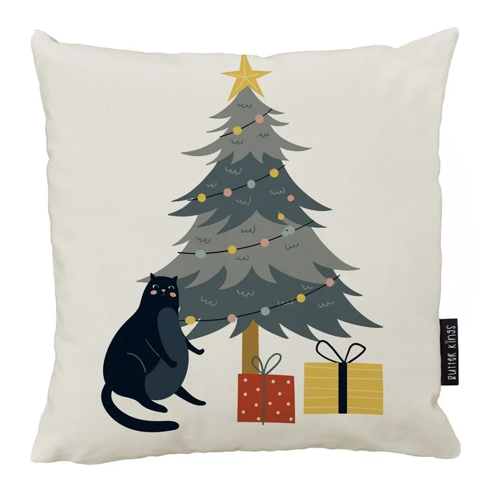 Vánoční dekorativní polštář 45x45 cm Crazy Cat Xmas