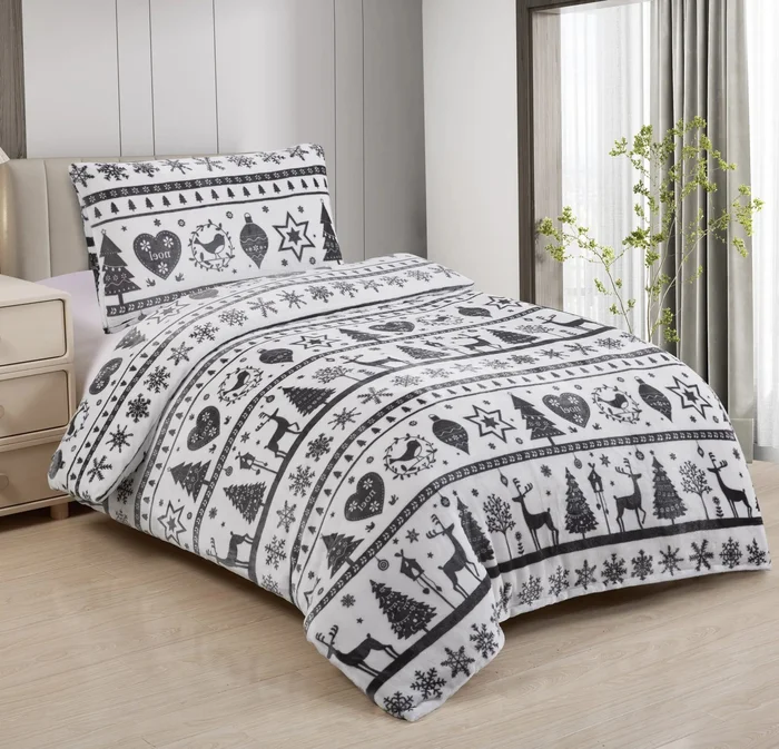 Vánoční mikroplyšové povlečení 200x140/90x70 cm TiaHome