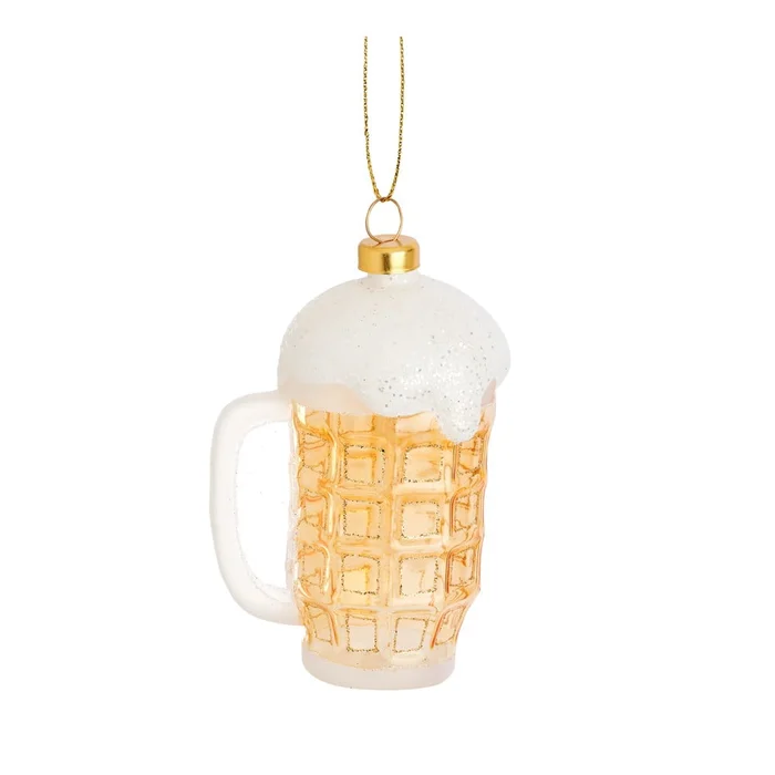 Vánoční skleněná ozdoba Frothy Beer 9,5 cm