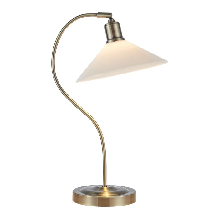 Vela Stolní lampa s skleněným stínidlem a mosaznými prvky