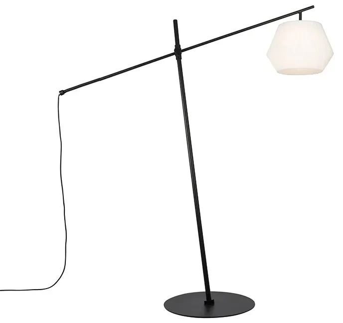 Venkovní designová stojací lampa Robbert černá s bílým stínítkem