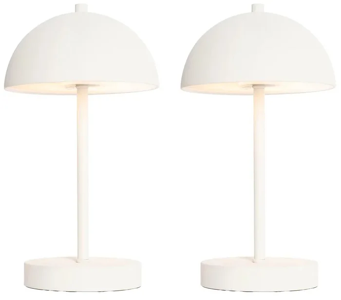Venkovní stmívatelné LED lampy Keira – sada 2 bílých dobíjecích houbiček