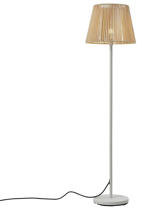 Venkovní stojací lampa Virginia Jayla bílá s béžovým lanovým stínidlem