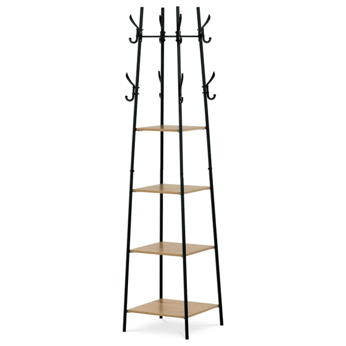 Věšák SARCAN se 4 policemi – divoký dub, černý lak