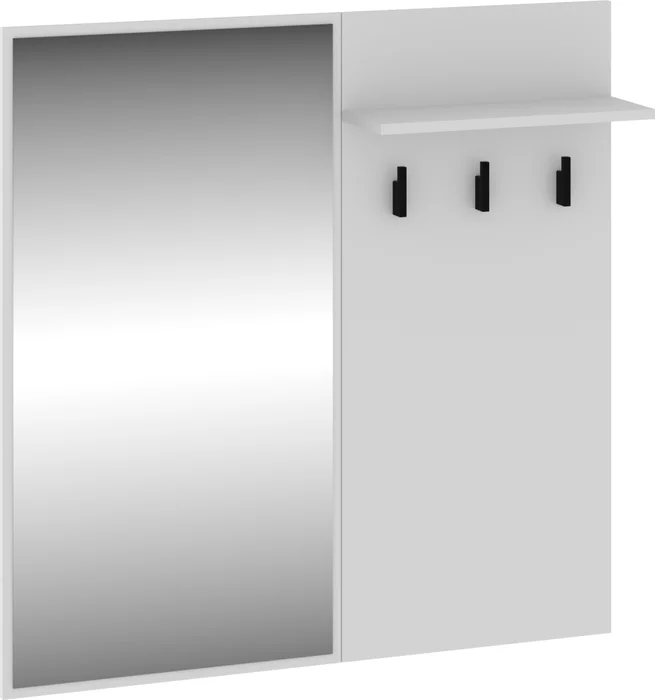 Věšákový panel PRUDHOE se zrcadlem – bílý
