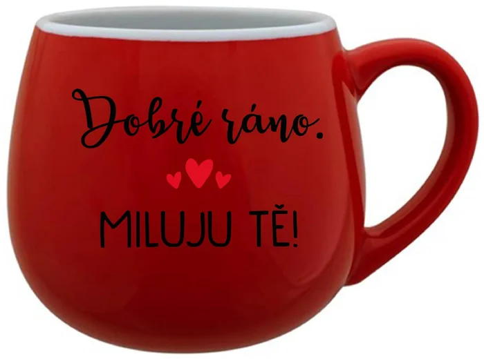Veselný keramický hrnek s nápisem Miluju Tě!
