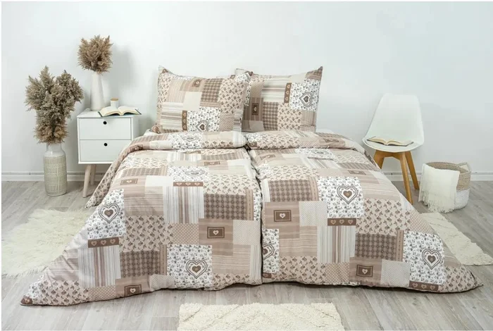 Vesna Patchwork Hnědé Bavlněné Povlečení 140x200/70x90 cm