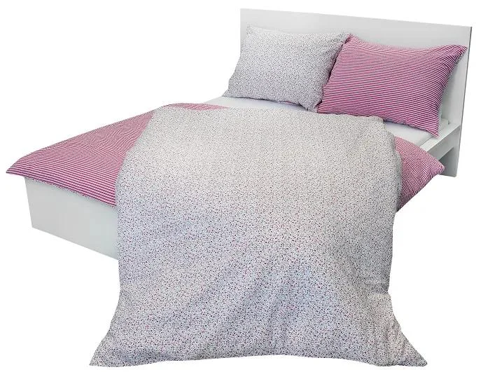 Vesna Povlečení Kvítek a Pruhy Červené 140x220/70x90 cm