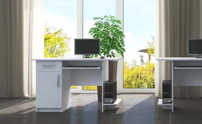 VIAN 1D1S – pracovní stůl levý, bílá