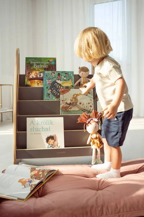 Vingo Dětský knihovník Montessori 90 cm šedý