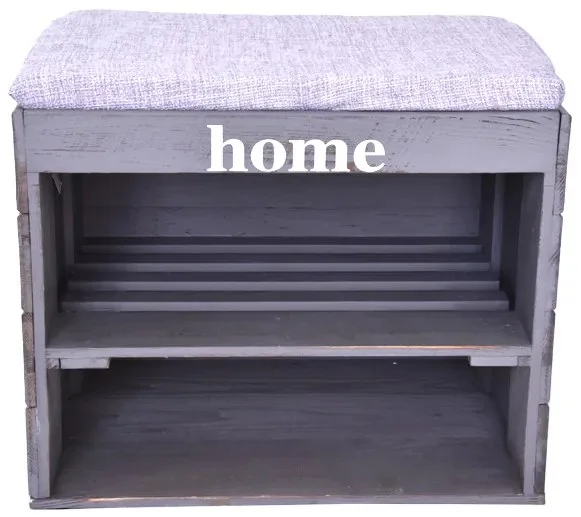 Vingo Dřevěný Botník s Lavicí Šedý 45x32cm