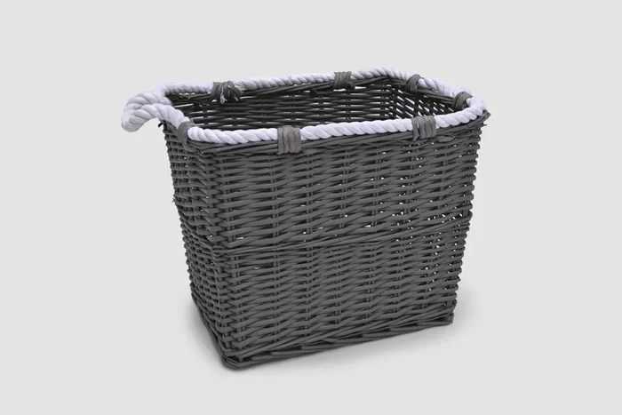Vingo Proutěný úložný koš s lanem šedý 45x36 cm
