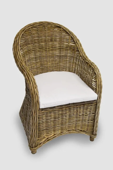 Vingo Ratanové křeslo s polstrem šedé