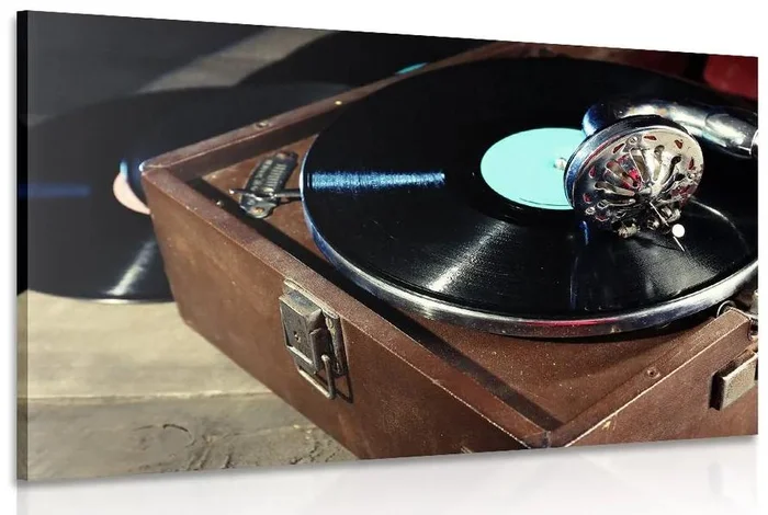 Vinylový gramofon s uměleckým motivem