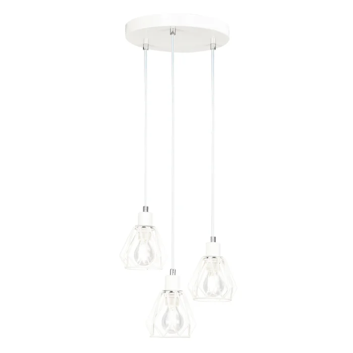 Visící kovová lampa, bílá