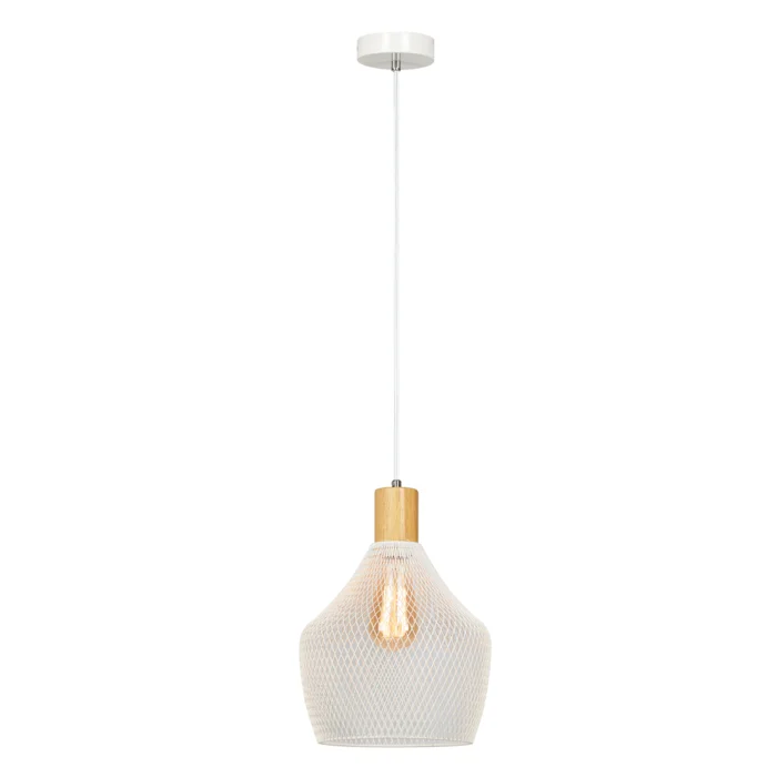 Visící lampa KOLEN – bílá/přírodní