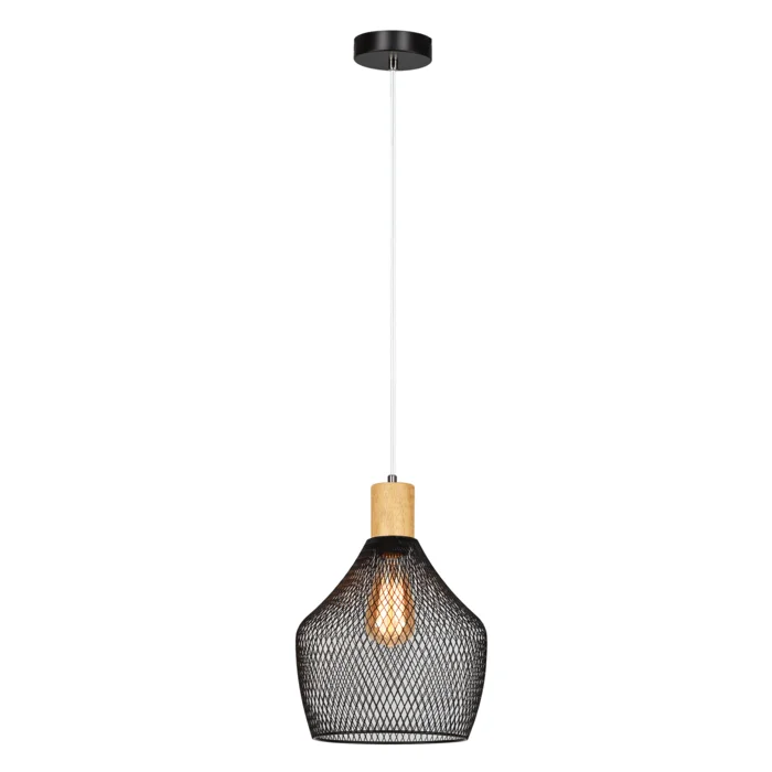 Visící lampa KOLEN – černá/přírodní