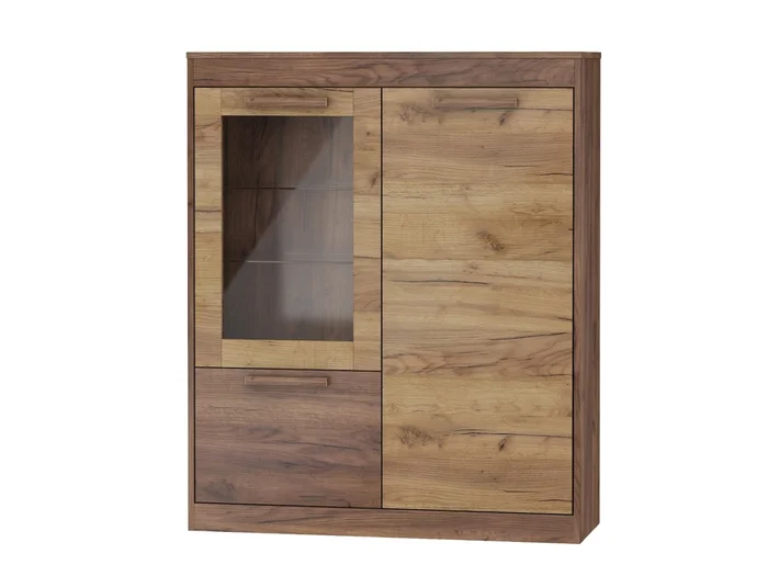 Vitrína GATTON 2D – craft tobaco / craft zlatý