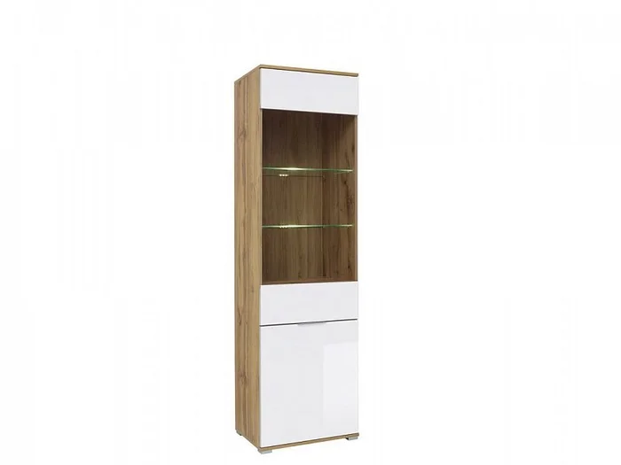 Vitrína MOCHO 1W1D – dub wotan / bílý lesk