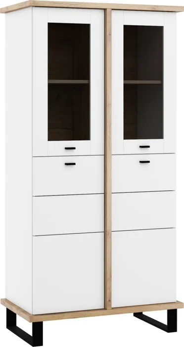 Vitrína ORSOLA 2D – dub craft zlatý/bílá