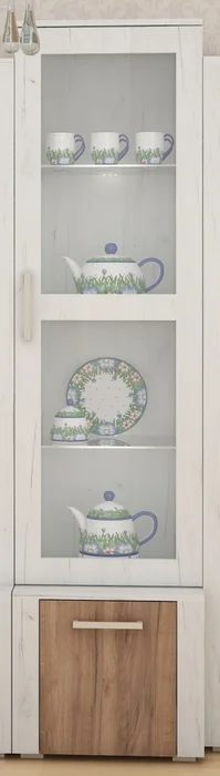 Vitrína policová WUBIN, craft bílý a craft tobacco, 50 × 295 × 48 cm