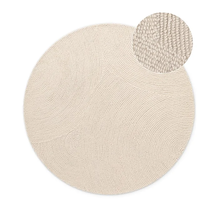 Vlněný kulatý koberec Eleni Natural White 120 cm