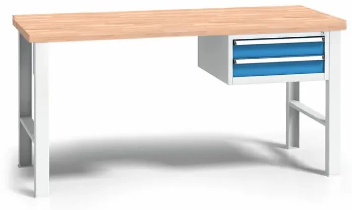Výškově nastavitelné dílenské pracoviště s úložnými boxy