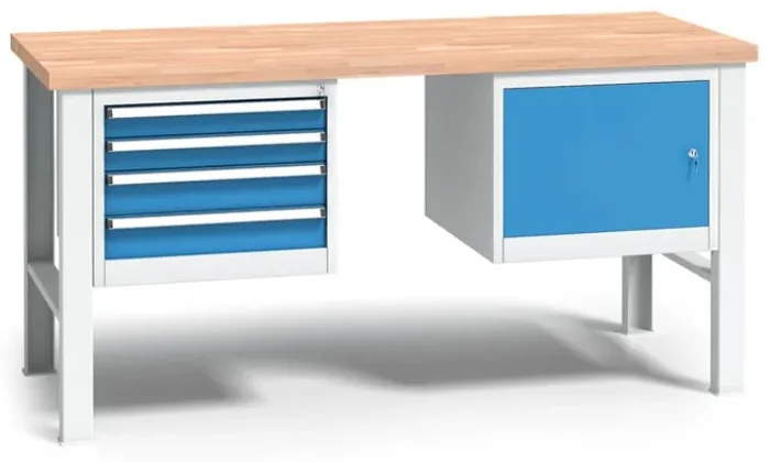 Výškově nastavitelné dílenské pracovní zařízení s úložnými prostory