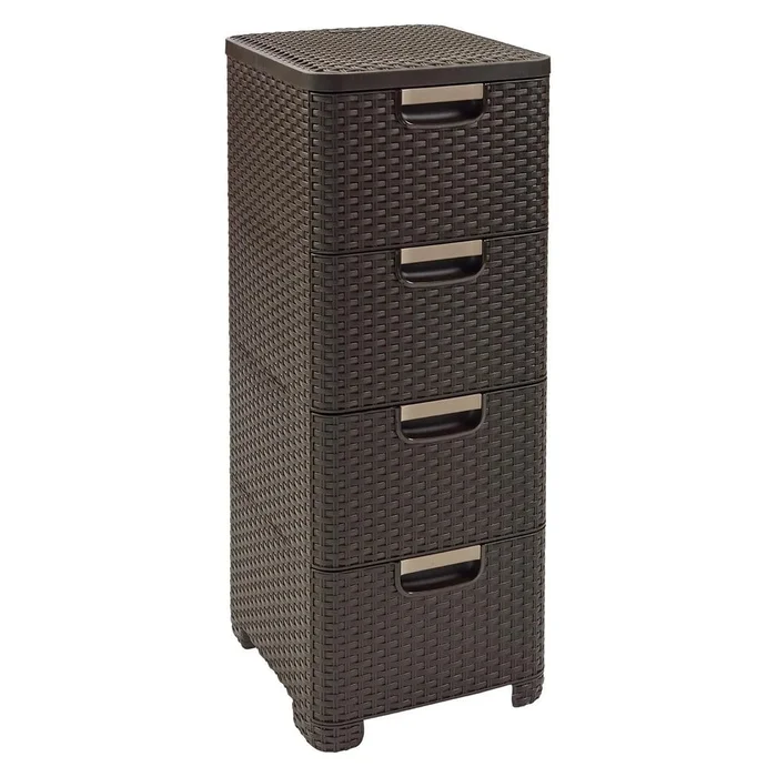 Vysoká plastová koupelnová skříňka Rattan 33x79 cm