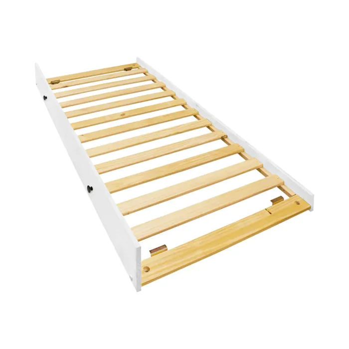 Výsuvná postel TORINO 90x200 – bílý lak, kovové úchytky