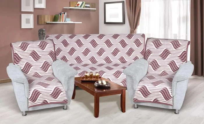 Vzorovaný přehoz na sedací soupravu 3+1+1, burgundy, 150x200 cm a 2x 65x150 cm