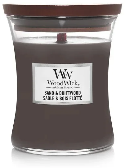 WoodWick Sand & Driftwood - Dřevěná vonná svíčka 275g