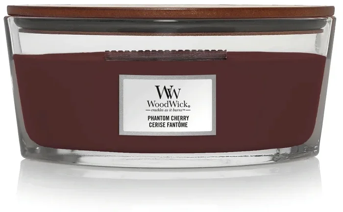 WoodWick Svíčka s Dřevěným Knotem ve Tvaru Elipsy – Třešně Phantom 453,6g