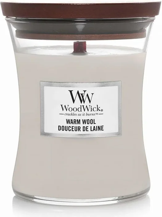 WoodWick vonná svíčka s dřevěným knotem Warm Wool 275g