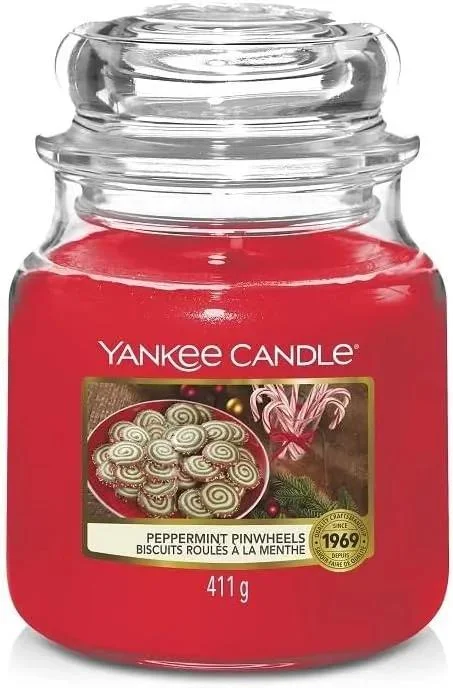 Yankee Candle Peppermint Pinwheels - Střední vonná svíčka ve skle