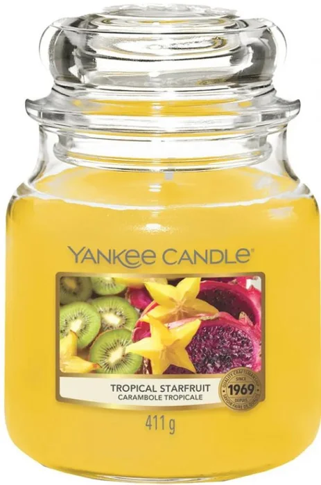 Yankee Candle Tropical Starfruit – Střední vonná svíčka ve skle