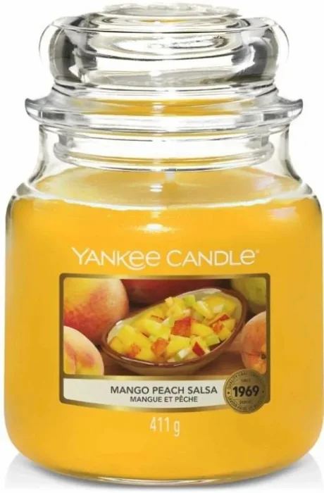 Yankee Candle Vonná Svíčka Střední Skleněná Dóza Mango Broskev Salsa 411 g