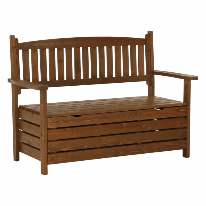Zahradní lavička s úložným prostorem, hnědá, 123,5 cm – DILKA
