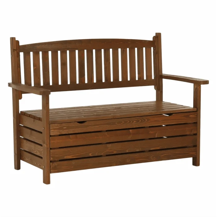 Zahradní lavička s úložným prostorem, masivní dřevo, hnědá, 124 cm