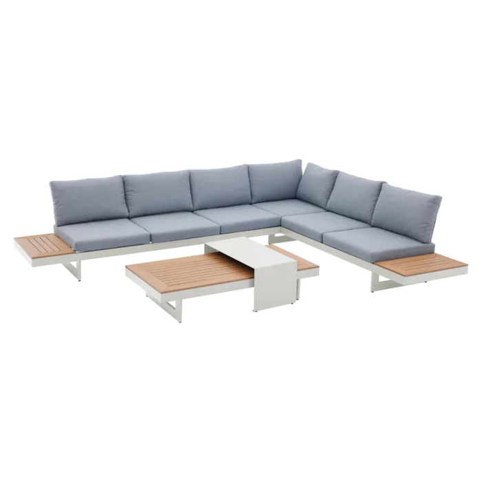 Zahradní set ZOTIKO – hliník, polywood, bílá/šedá/dub